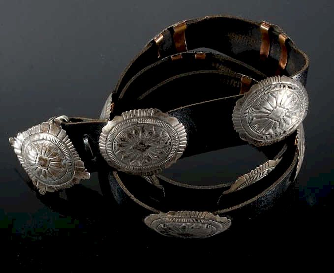 Appraisal: Navajo Second Phase Style Sterling Concho Belt For your consideration