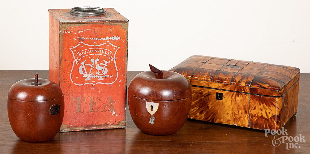 Appraisal: Two apple tea caddies etc Two apple tea caddies together