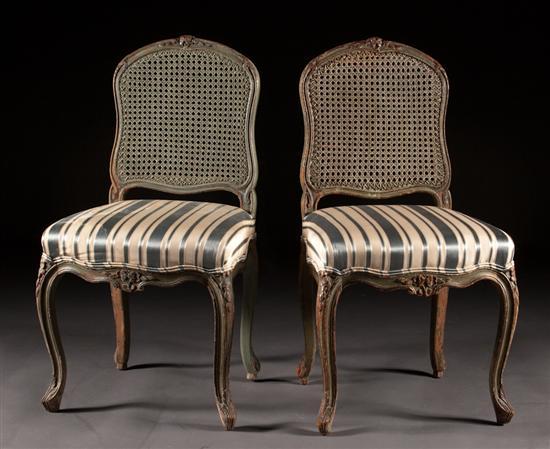 Appraisal: Pair of Louis XV style painted wood cane-back upholstered seat