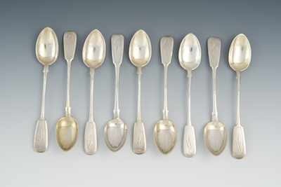 Appraisal: A Group of Nine Russian Silver Teaspoons Moscow ca -