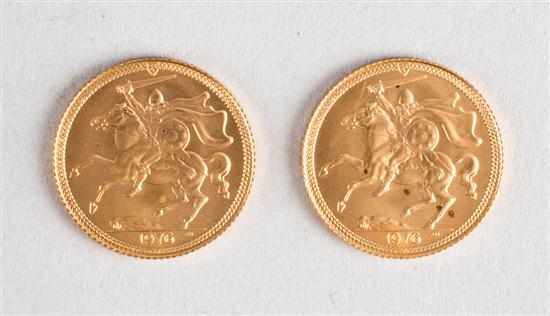 Appraisal: Two Isle of Man gold half sovereigns Satin Proof each