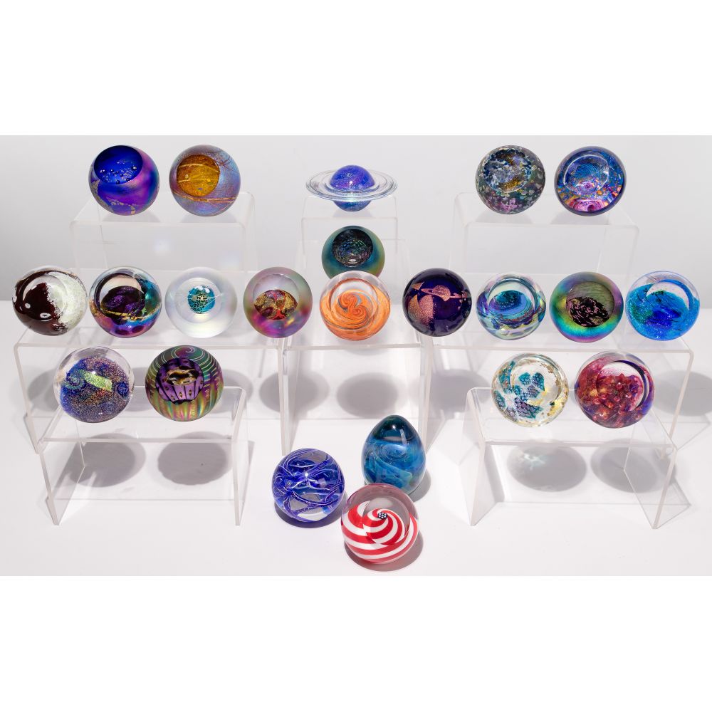 Appraisal: GLASS EYE STUDIO PAPERWEIGHT AND BOX ASSORTMENT items with from