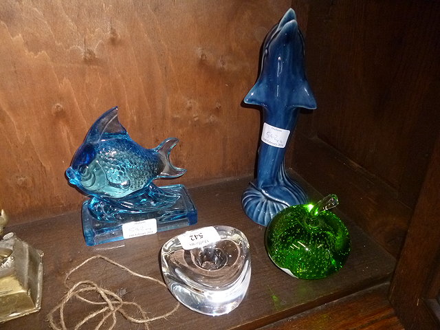 Appraisal: A MOULDED GLASS FISH cm high together with a Boda