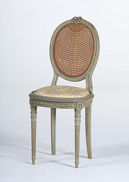 Appraisal: LOUIS XVI-STYLE GRIS PEINTE SIDE CHAIR A Louis XVI-style gris