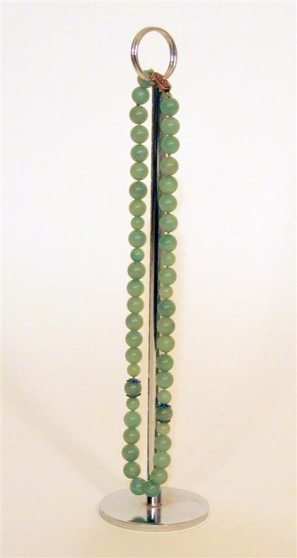 Appraisal: Chinese jadeite bead and silver necklace Of forty-eight celadon jadeite