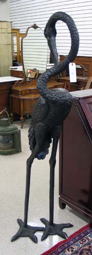 Appraisal: LARGE PAIR OF BRONZE GARDEN CRANES each cast in individual