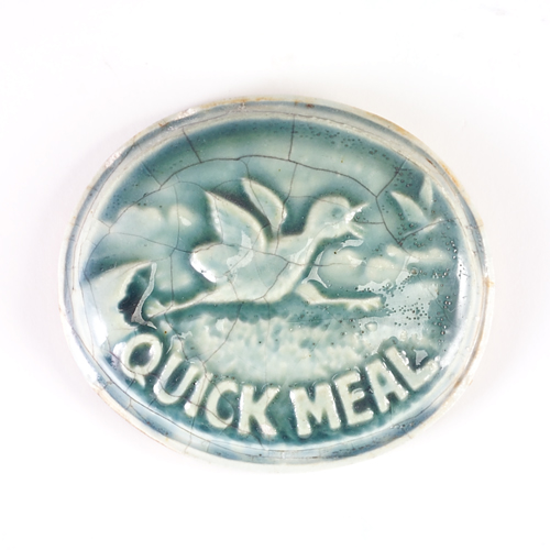 Appraisal: TRENT Attr Oval stove tile Quick Meal with a chick