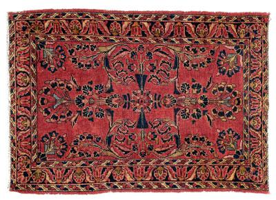 Appraisal: Hamadan rug floral designs on brick red field olive highlights