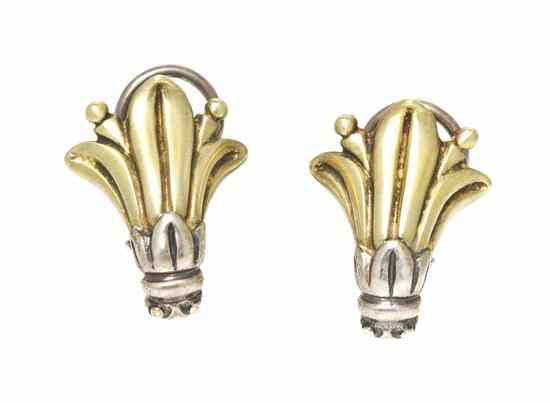 Appraisal: A Pair of Sterling Silver and Karat Yellow Gold Caviar