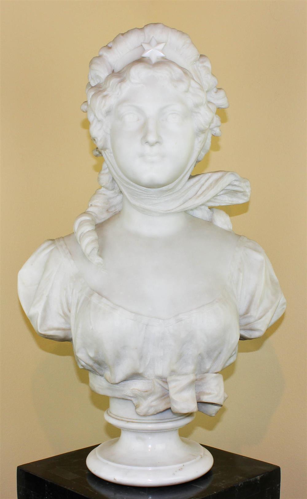 Appraisal: FERDINANDO VICHI ITALIAN - MARBLE BUST OF A YOUNG WOMAN