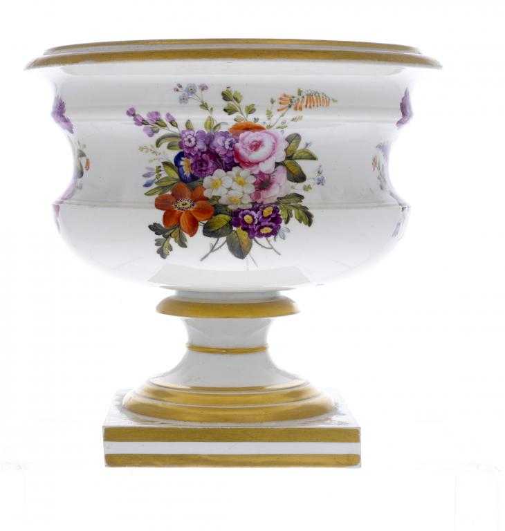 Appraisal: A DERBY ICE PAIL the waisted bowl boldly painted with