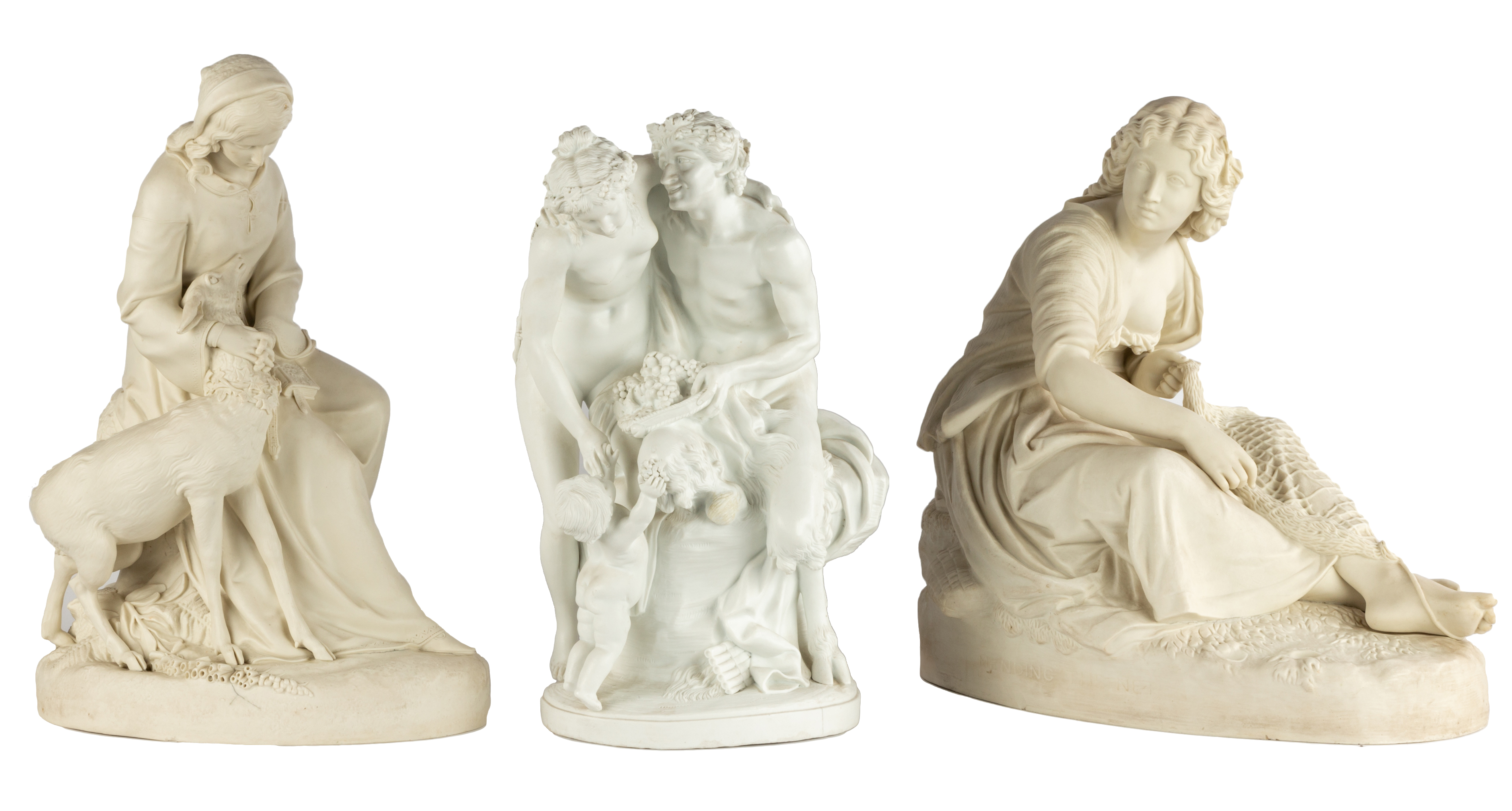 Appraisal: TH CENTURY PARIAN BISQUE SCULPTURES Wood Nymph modeled by Charles