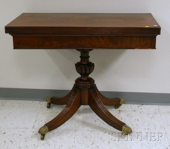 Appraisal: Regency Carved Mahogany and Mahogany Veneer Card Table Old refinish