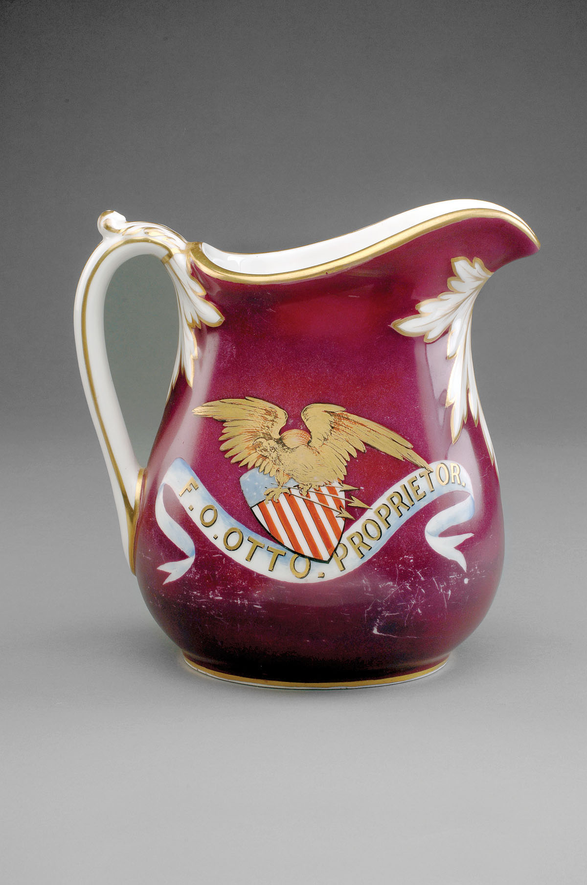 Appraisal: HAVILAND CO PORCELAIN AUBERGINE-GROUND PITCHER OF AMERICAN HISTORICAL INTEREST MID-NINETEENTH