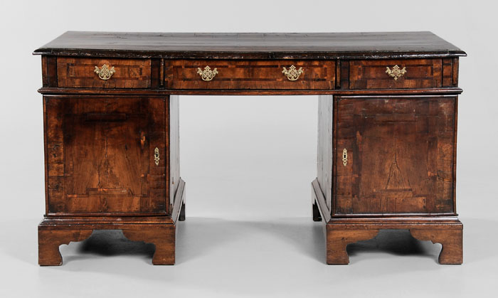 Appraisal: Georgian Burl Walnut Double-Pedestal Desk th century in part figured