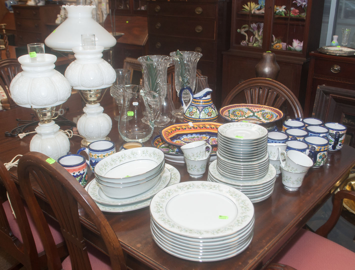 Appraisal: Assortment of decorative items including partial dinner services lamps and