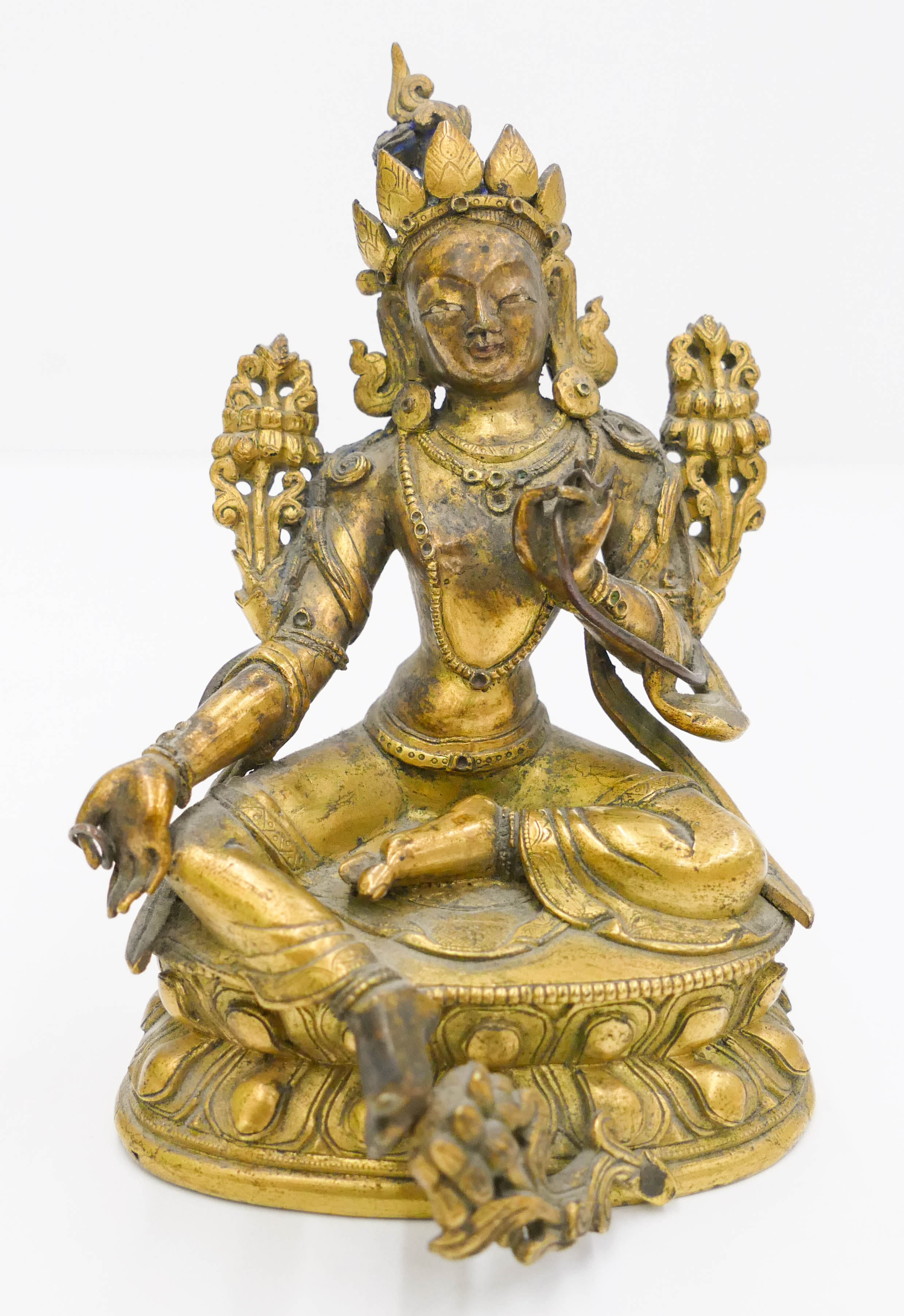 Appraisal: Tibetan th Cent Gilt Bronze Seated Tara ''x '' Gilt