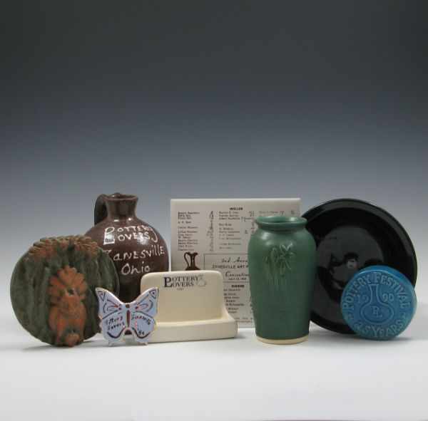 Appraisal: Eight Pottery Lovers Commemorative Pieces left P A Lowery Art