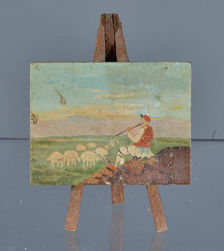 Appraisal: MINIATURE PAINTING th century paint on wood lots of ware