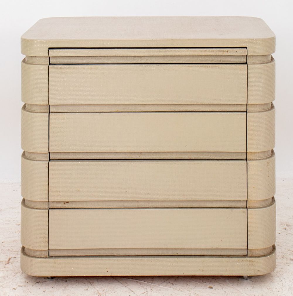 Appraisal: KARL SPRINGER ATTR POSTMODERN ROLLING CHEST OF DRAWERS Karl Springer