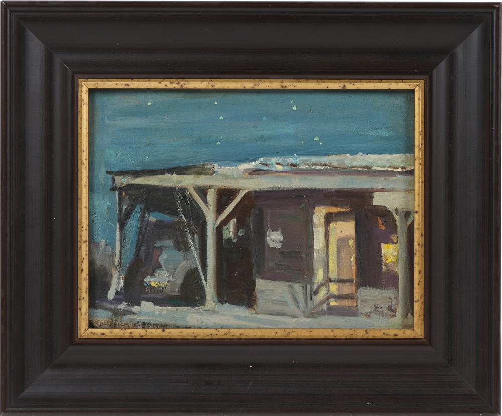 Appraisal: FRED WILLIAM BECKER - PORCH AT NIGHT WINTERoil on artist