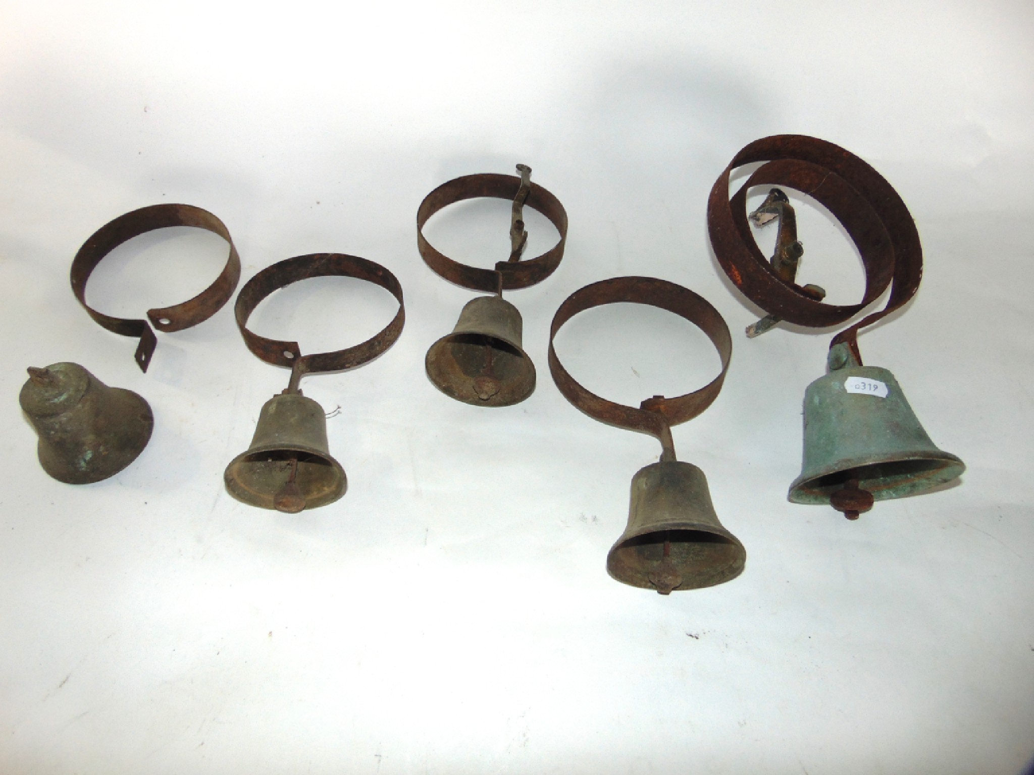 Appraisal: Five various th century sprung service bells together with other