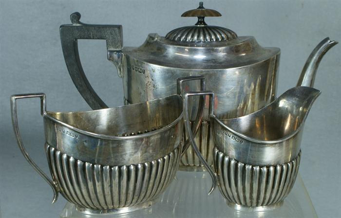 Appraisal: pc English sterling silver teaset Sheffield - maker JHP for