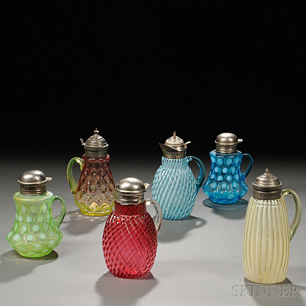 Appraisal: Six American Glass Syrups late th early th century all