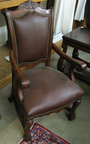 Appraisal: SET OF EIGHT MAHOGANY AND LEATHER DINING CHAIRS the set