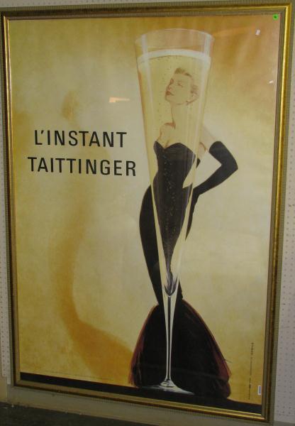 Appraisal: Framed Reproduction French Advertising Poster entitled ''L'instant Taittinger'' depicting a