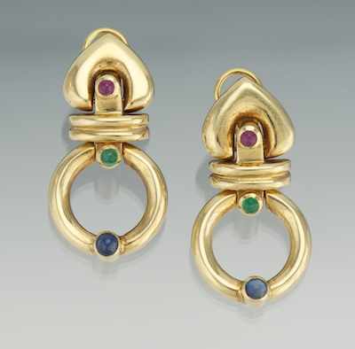 Appraisal: A Pair of Door Knocker Earrings k yellow gold door