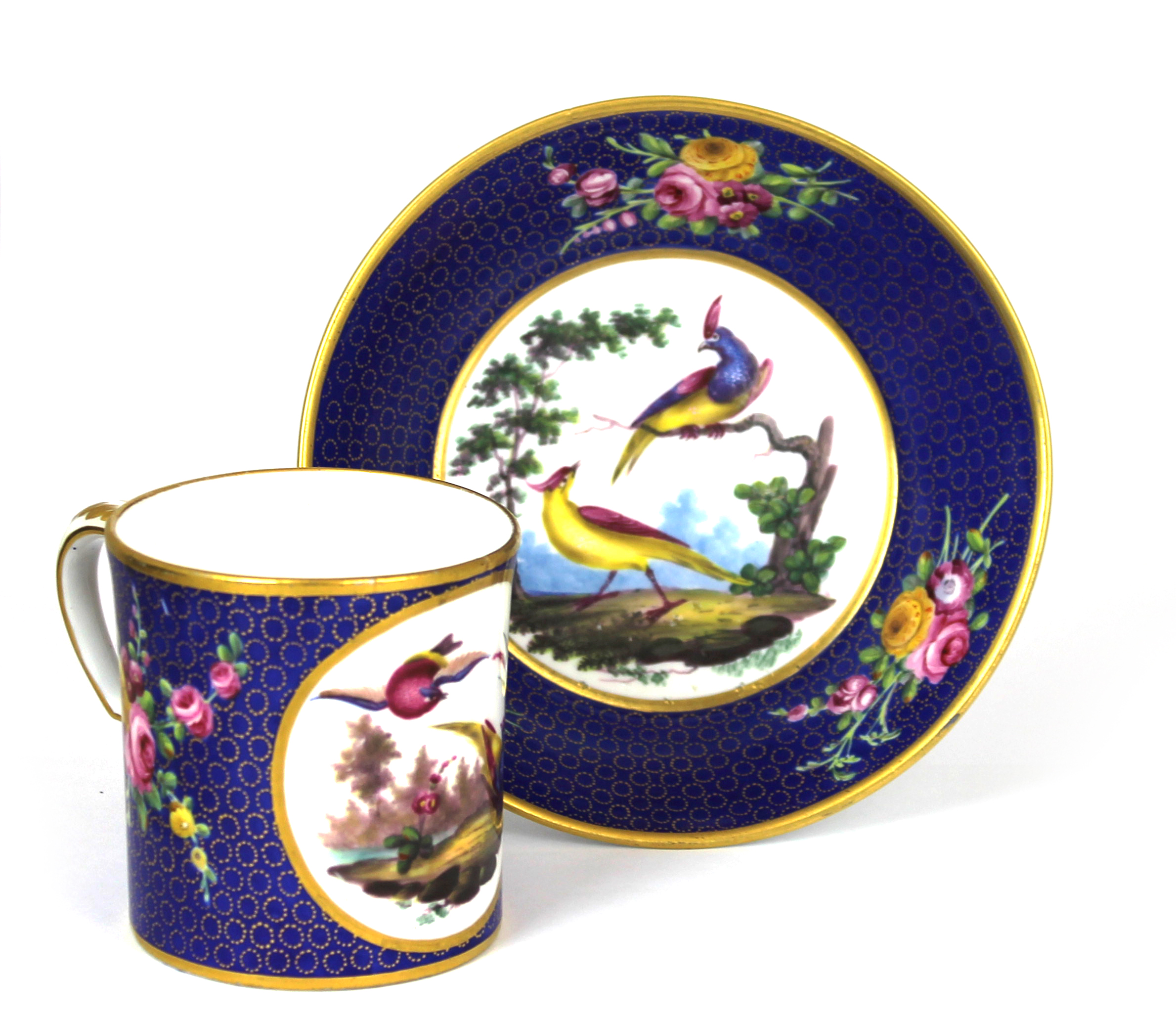 Appraisal: A Sevres bleu-fallot ground coffee cup and saucer circa each