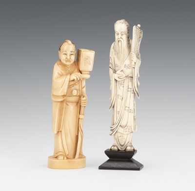 Appraisal: Ivory Figures of an Immortal and a Warrior The Immortal