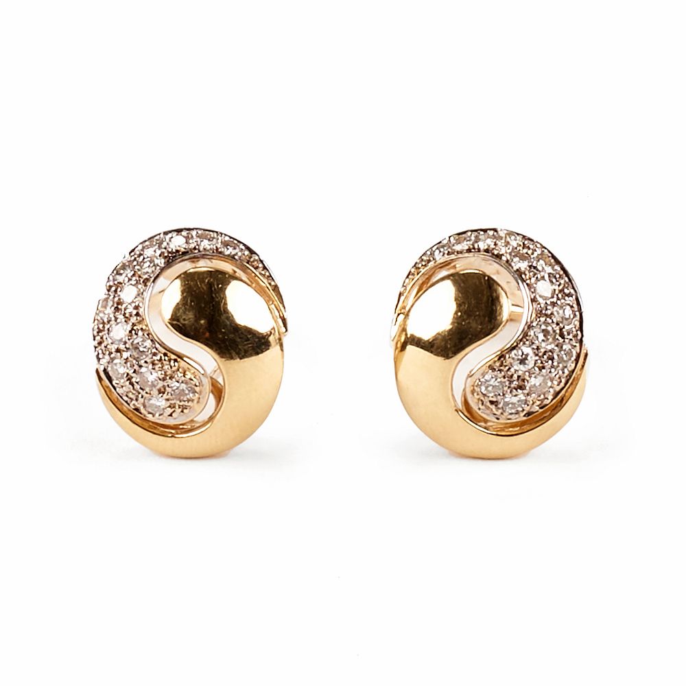 Appraisal: Pair of K Gold Diamond Yin Yang Earrings Pair of