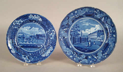 Appraisal: Two historical blue Staffordshire plates th c depicting Park Theatre