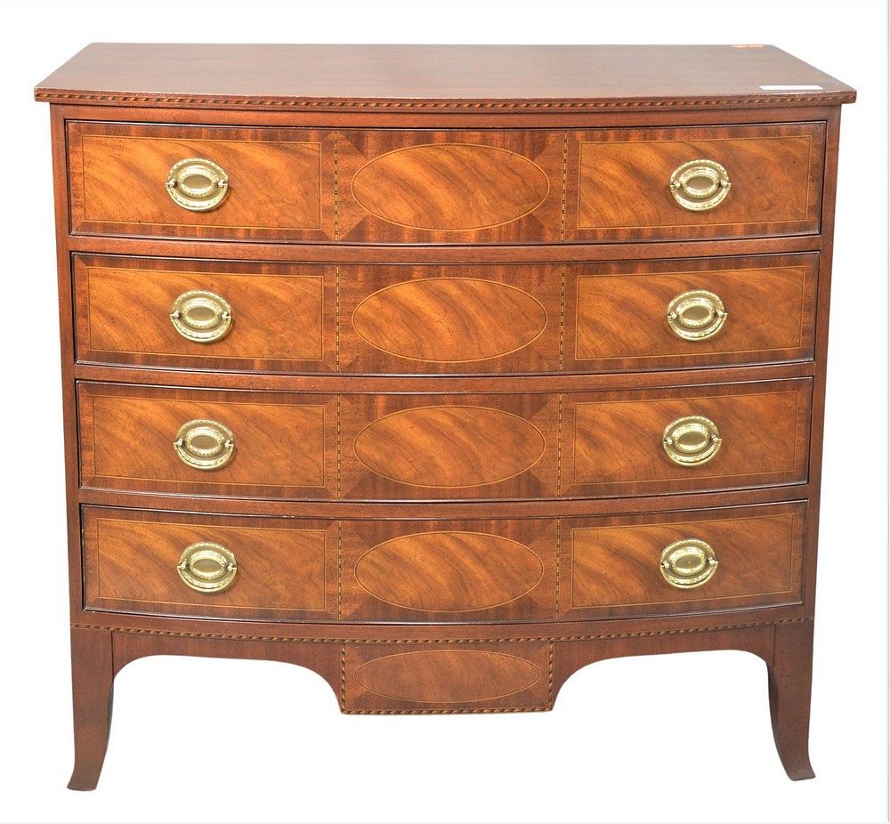 Appraisal: Baker Historic Charleston Mahogany Bow Front Chest having four drawers