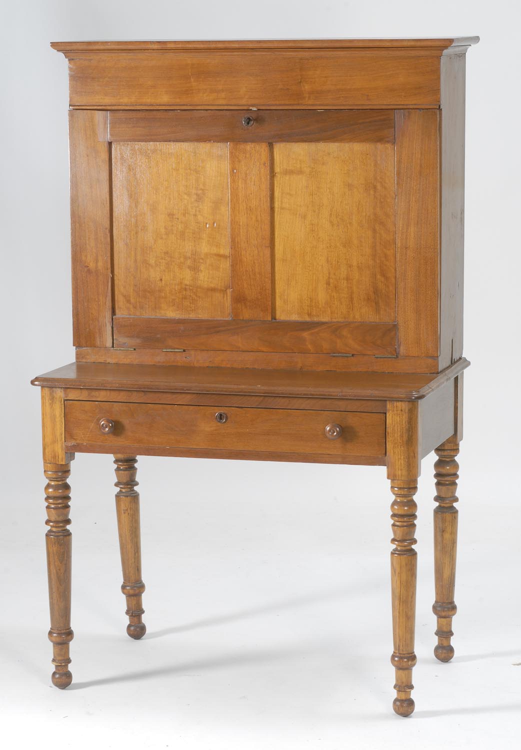 Appraisal: LATE TH CENTURY FALL-FRONT SECRETARY in walnut Paneled top over