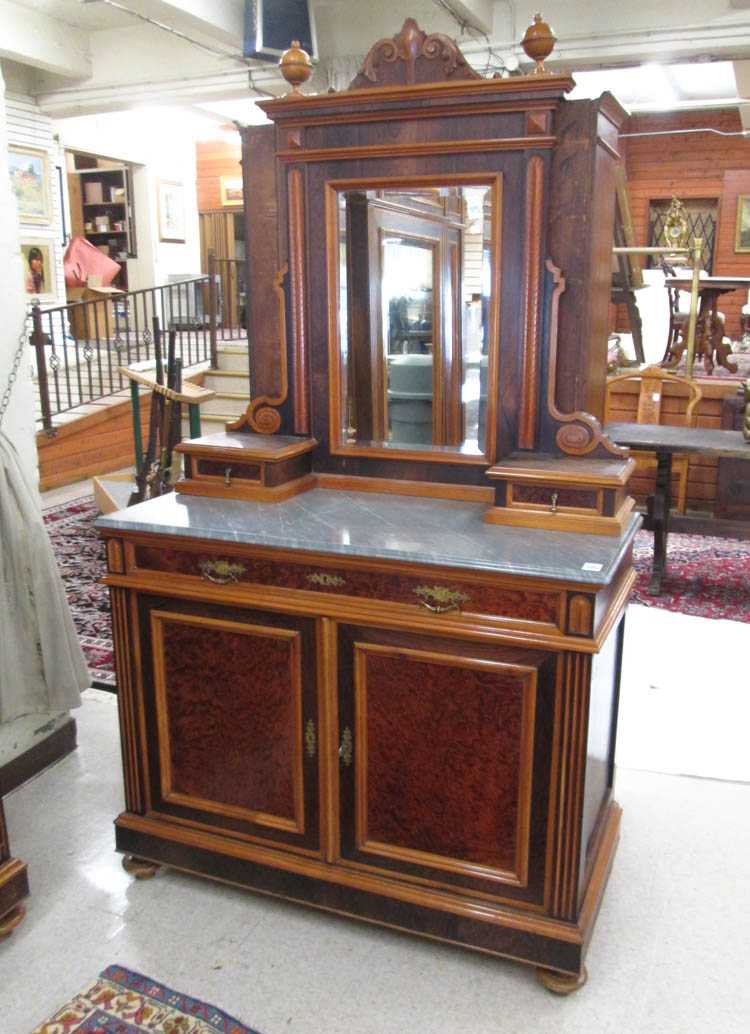 Appraisal: VICTORIAN MARBLE-TOP DRESSER WITH MIRROR Italian th century a -door