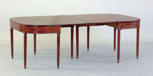 Appraisal: Pennsylvania Sheraton mahogany two part dining table ca with reeded