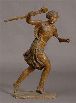 Appraisal: CHESTER BEACH - GREEK GAMES FEMALE TORCH BEARER Painted plaster