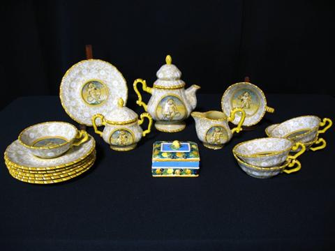 Appraisal: ITALIAN MAJOLICA COFFEE SERVICE th century Molaroni in Pesaro decorated