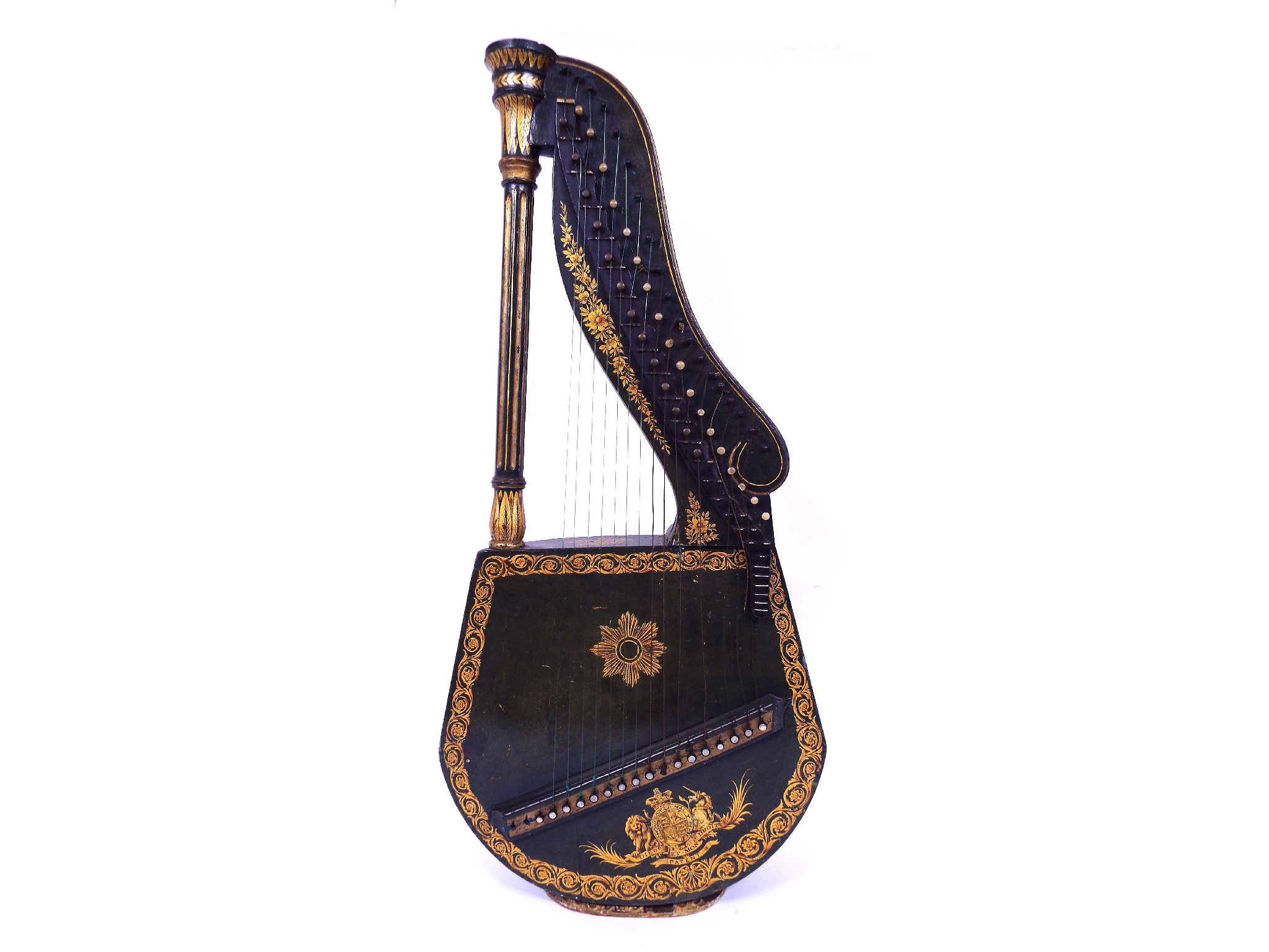 Appraisal: Dital harp possibly by Edward Light decorated with stylised foliate