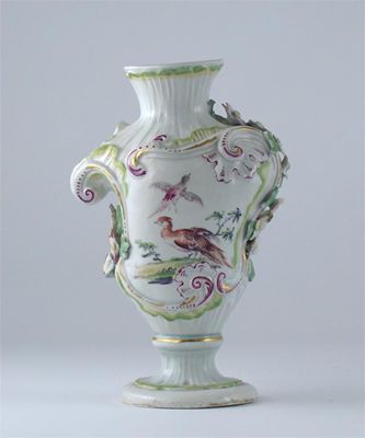 Appraisal: A Derby rococo vase painted with birds and flowers with