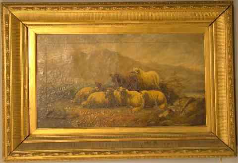 Appraisal: BRITISH SCHOOL TH CENTURY SHEEP IN A HIGHLAND LANDSCAPE Oil