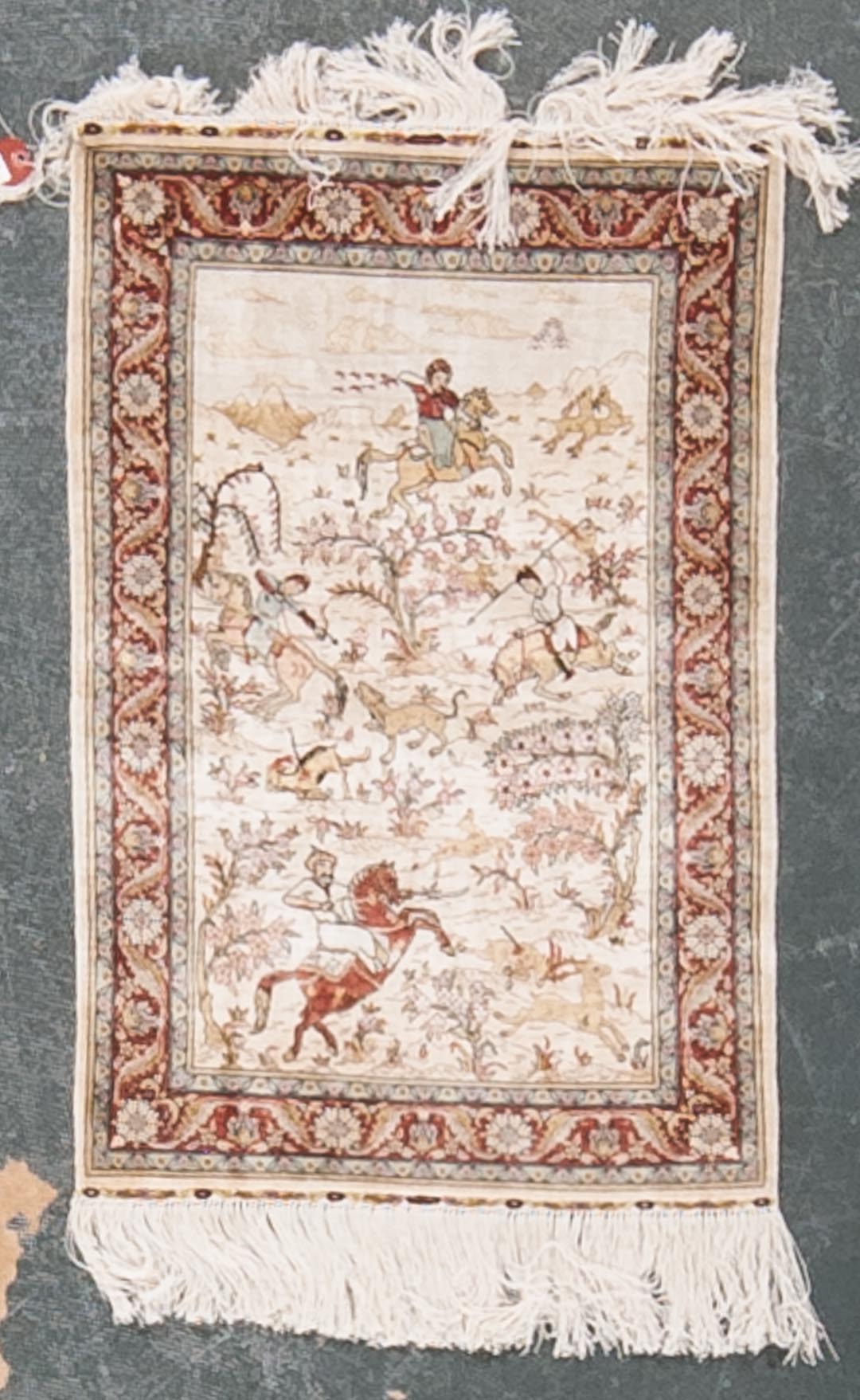 Appraisal: Fine Silk Hunting rug approx x China circa