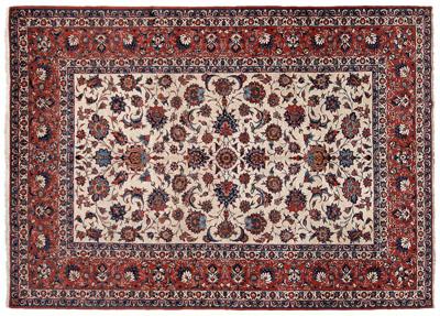 Appraisal: Fine Isfahan rug floral and vine decoration on ivory field