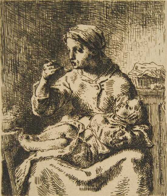 Appraisal: JEAN FRANCOIS MILLET French - LA BOUILLE etching signed in