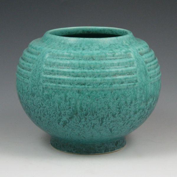 Appraisal: Roseville Tourmaline - vase in a mottled turquoise glaze Unmarked