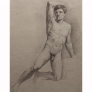 Appraisal: th C French School Male Nude Drawing th C French