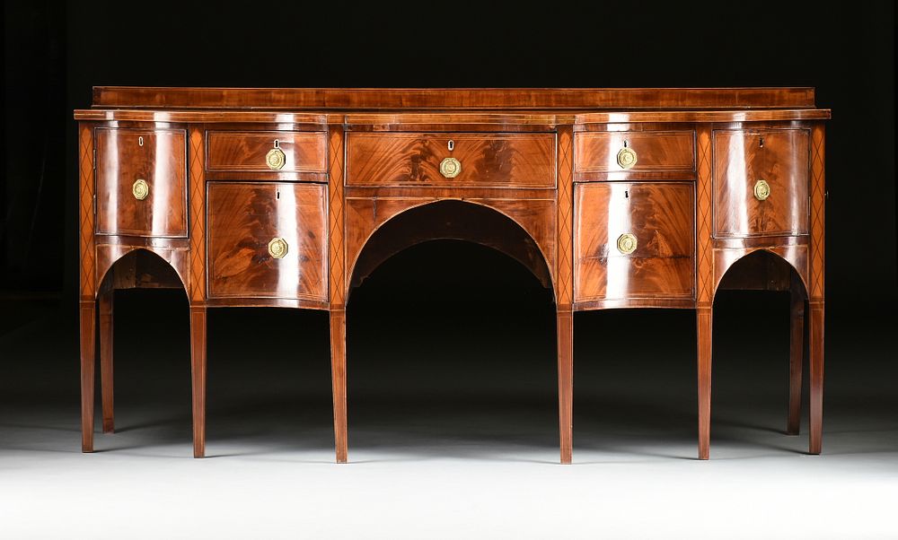 Appraisal: A GEORGE III FLAME MAHOGANY SIDEBOARD POSSIBLY SCOTTISH LATE TH